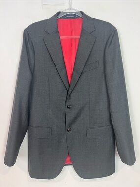 SUIT SUPPLY GRAY MICRO DOT TEXTURED WEAVE SINGLE BREASTED SUIT JACKET MENS 40L